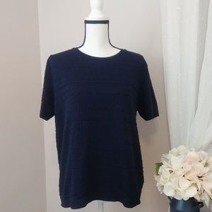 Alfred Dunner Navy Short Sleeve Sweater-GUC